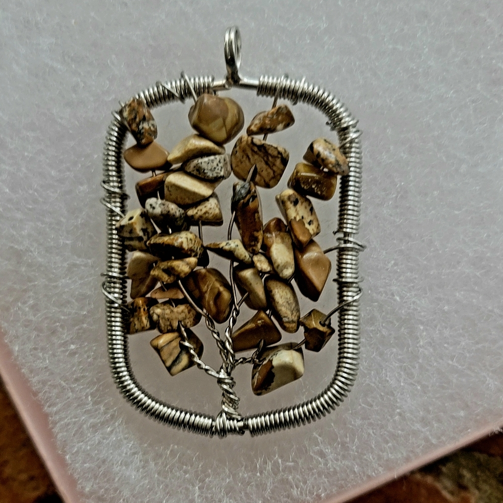 ARTESAN ORIGINAL DESIGN JASPERXWIRE WRAP TREE OF LIFE PENDANT